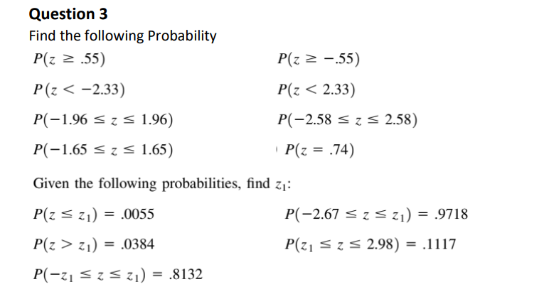 Solved Find the following Probability | Chegg.com