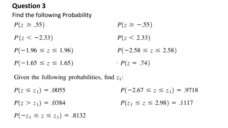 Solved Find The Following Probability | Chegg.com