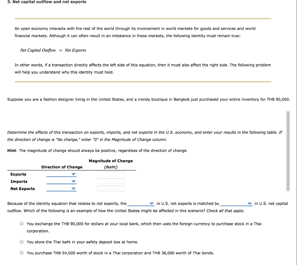 Solved 3. Net capital outflow and net exports An open