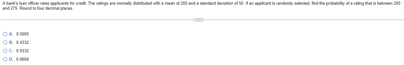 Solved and 275 . Round to four decimal places. A. 0.5000 B. | Chegg.com