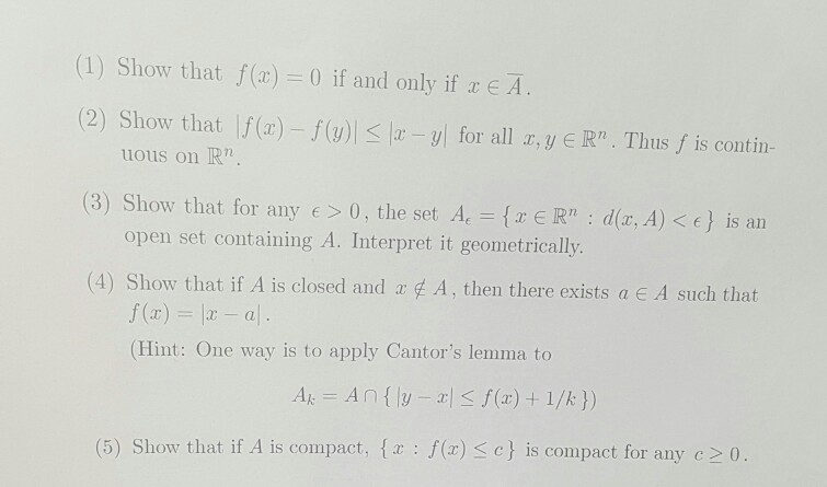 Solved Problem 12 For A Given Set A Cr Consider The Dis Chegg Com