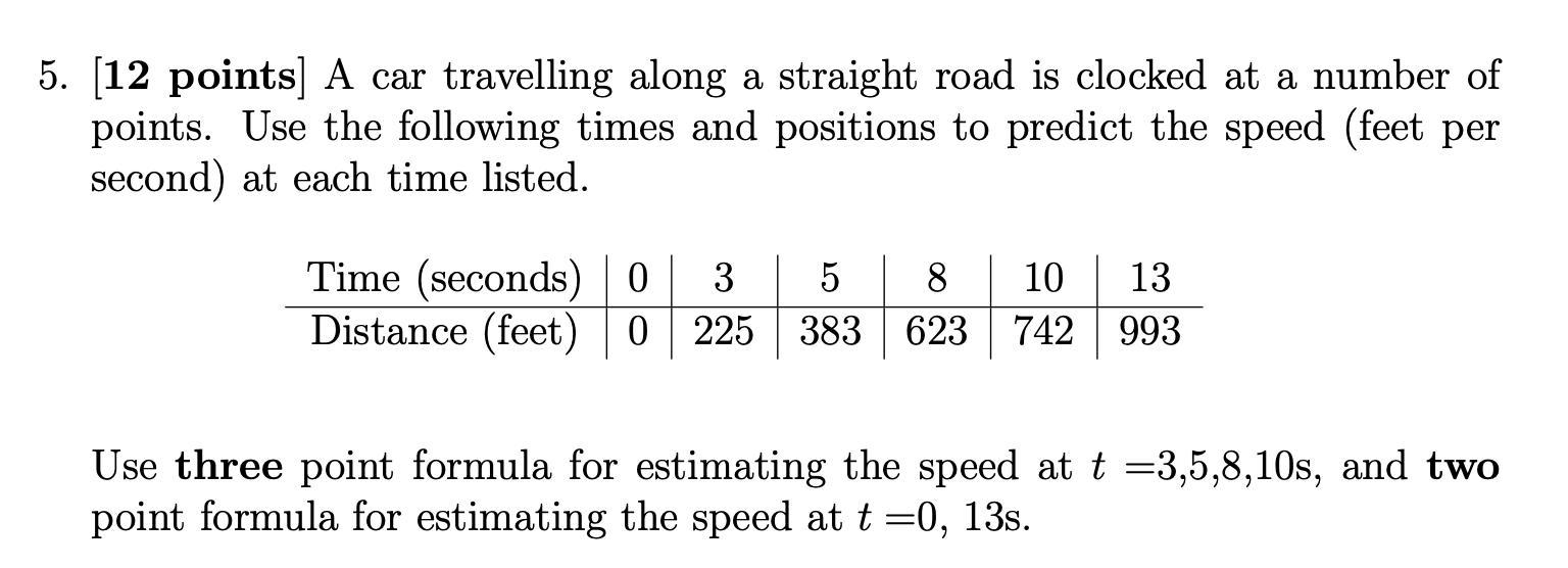 Solved Please use the 3 point formula and 2 point formula | Chegg.com