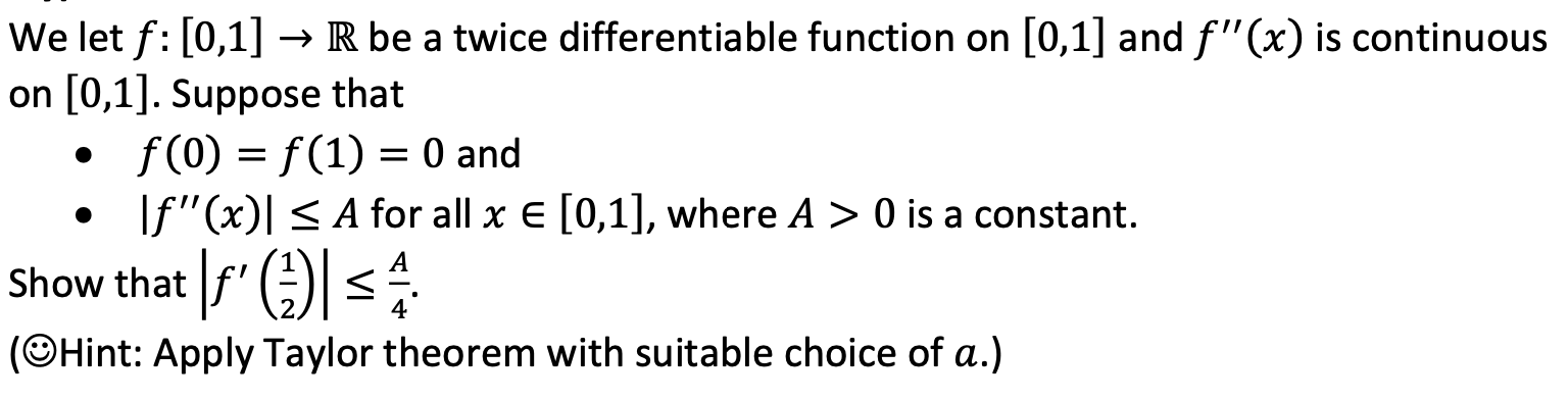 Solved We Let F [0 1]→r Be A Twice Differentiable Function