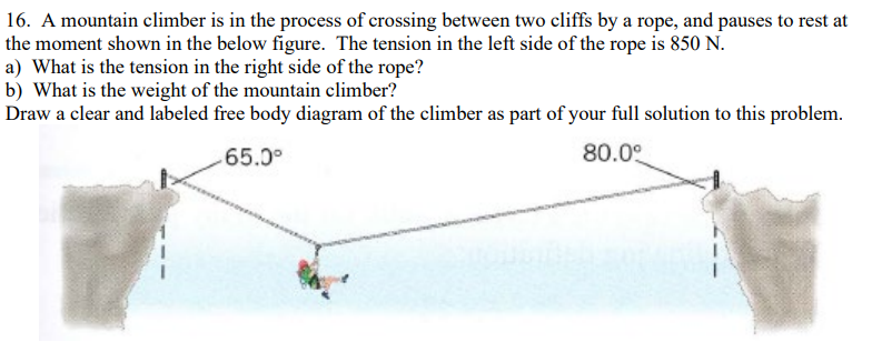 Solved 16. A mountain climber is in the process of crossing | Chegg.com