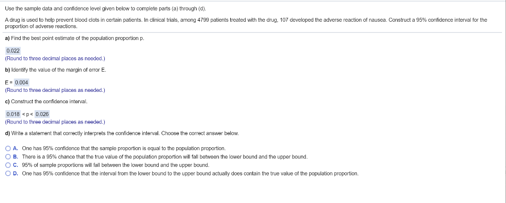 Solved Use The Sample Data And Confidence Level Given Below 