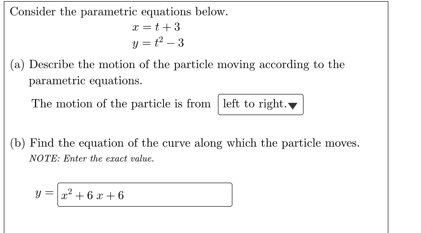 Solved Consider the parametric equations below. x=t+3y=t2−3 | Chegg.com