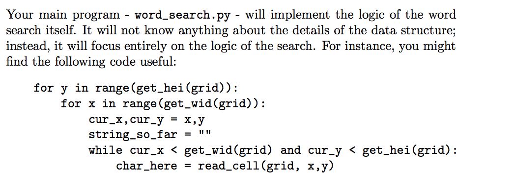 Solved Your main program - word_search.py - will implement | Chegg.com