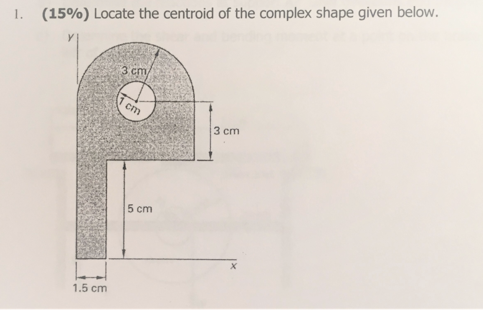 Solved 1. (15%) Locate the centroid of the complex shape | Chegg.com