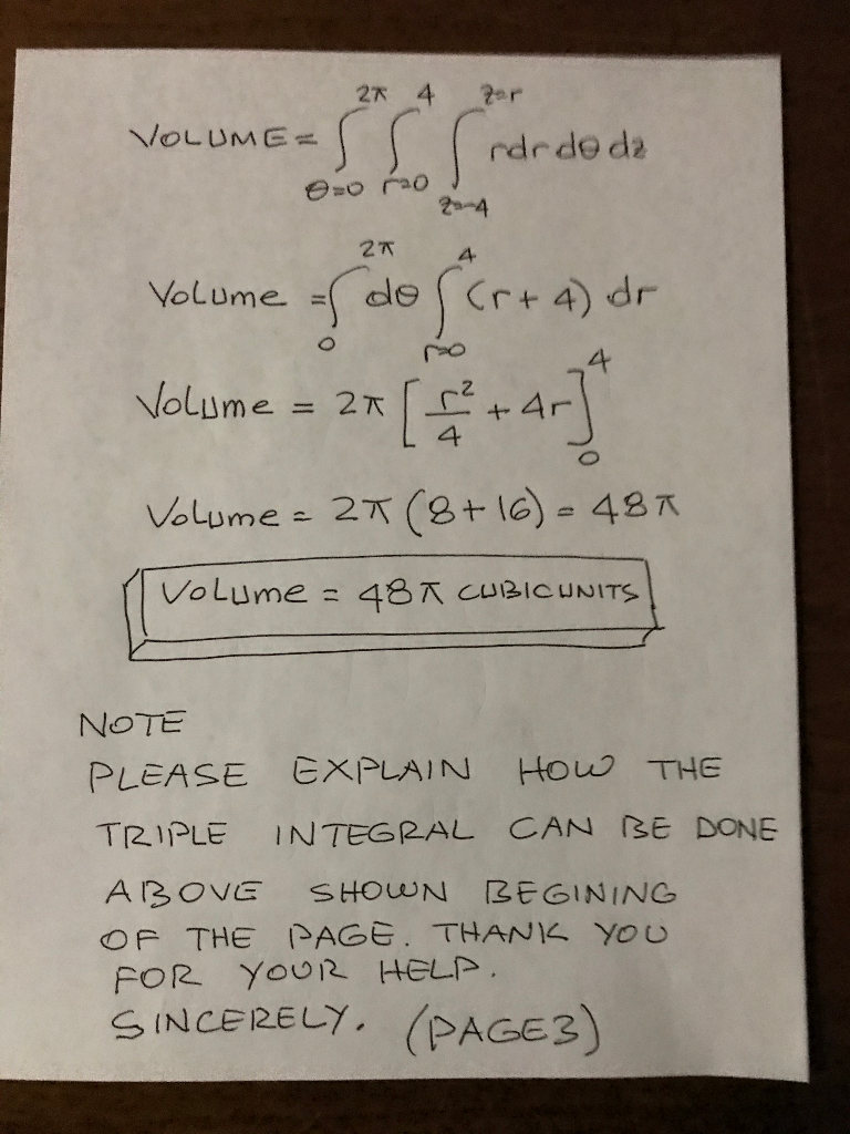 Solved PRORUM CYLINDI24CAL COORDINATES TO SET UP A TRIPLE IN | Chegg.com