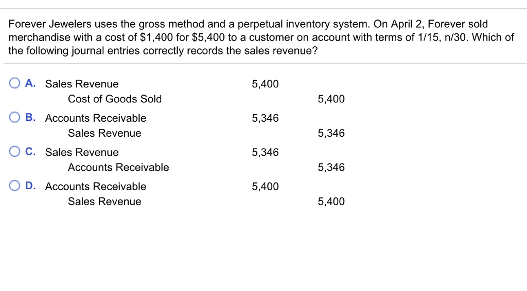 Solved Forever Jewelers uses the gross method and a
