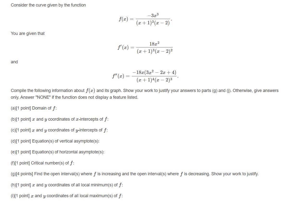 Solved Consider the curve given by the function f(x) -323 (x | Chegg.com
