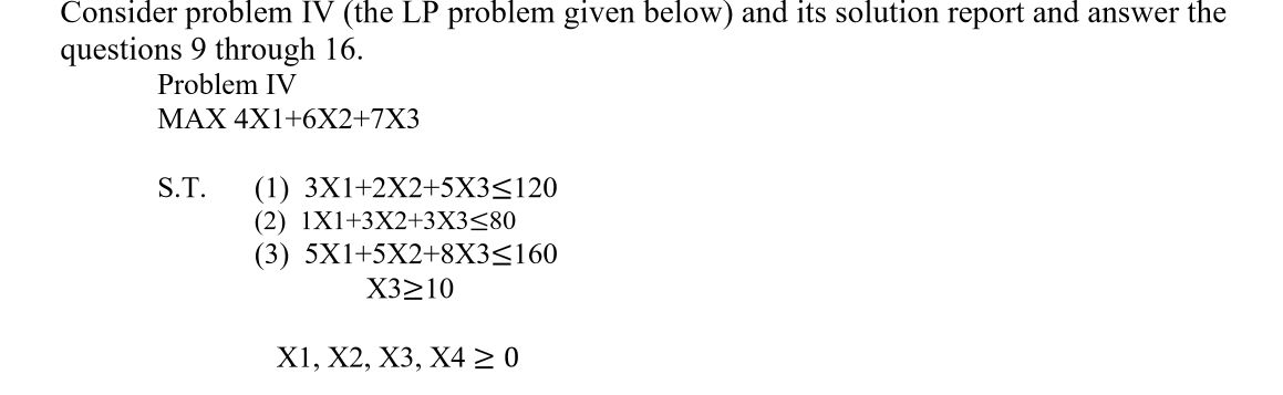 Solved Consider problem IV (the LP problem given below) and | Chegg.com