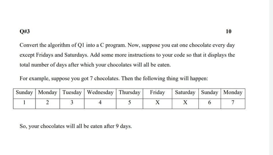 Solved Q#3 10 Convert the algorithm of Q1 into a C program. | Chegg.com