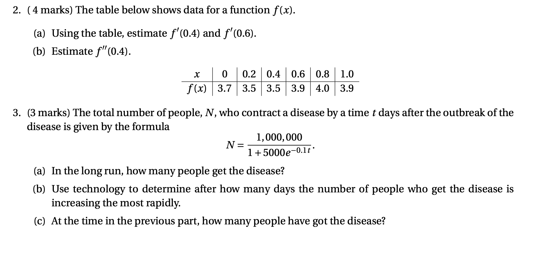 Solved 2. (4 marks) The table below shows data for a | Chegg.com