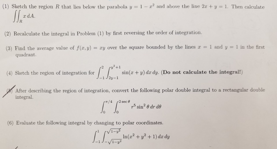 Solved 1 Sketch The Region R That Lies Below The Parabo