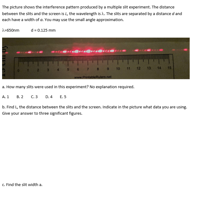 Solved The picture shows the interference pattern produced | Chegg.com