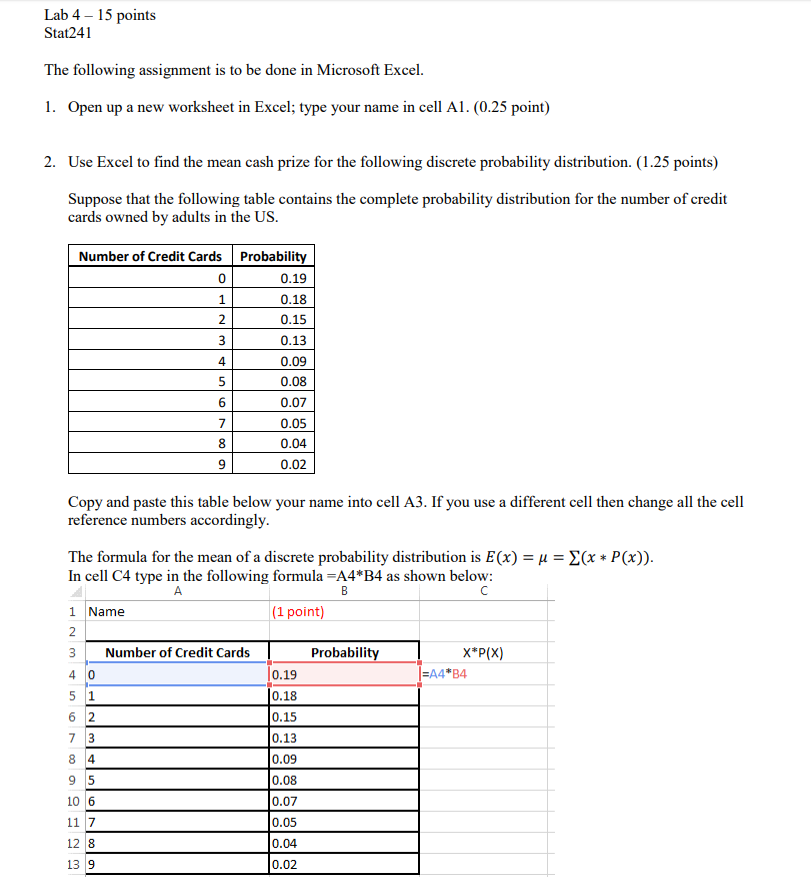 Solved Lab 4 - 15 points Stat241 The following assignment is | Chegg.com