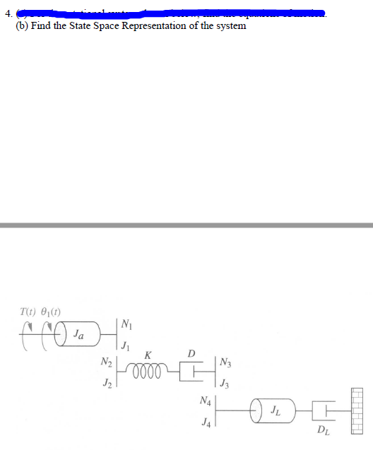 Solved (b) Find the State Space Representation of the system | Chegg.com