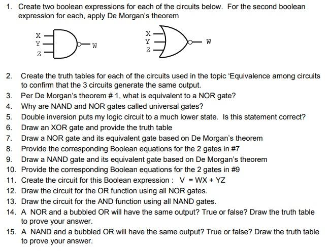 Solved 1. Create two boolean expressions for each of the
