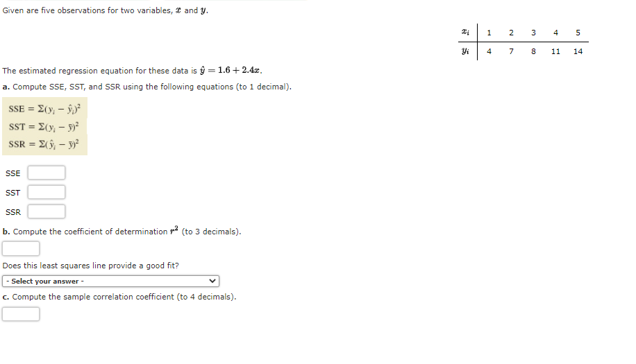 Solved Given Are Five Observations For Two Variables I And