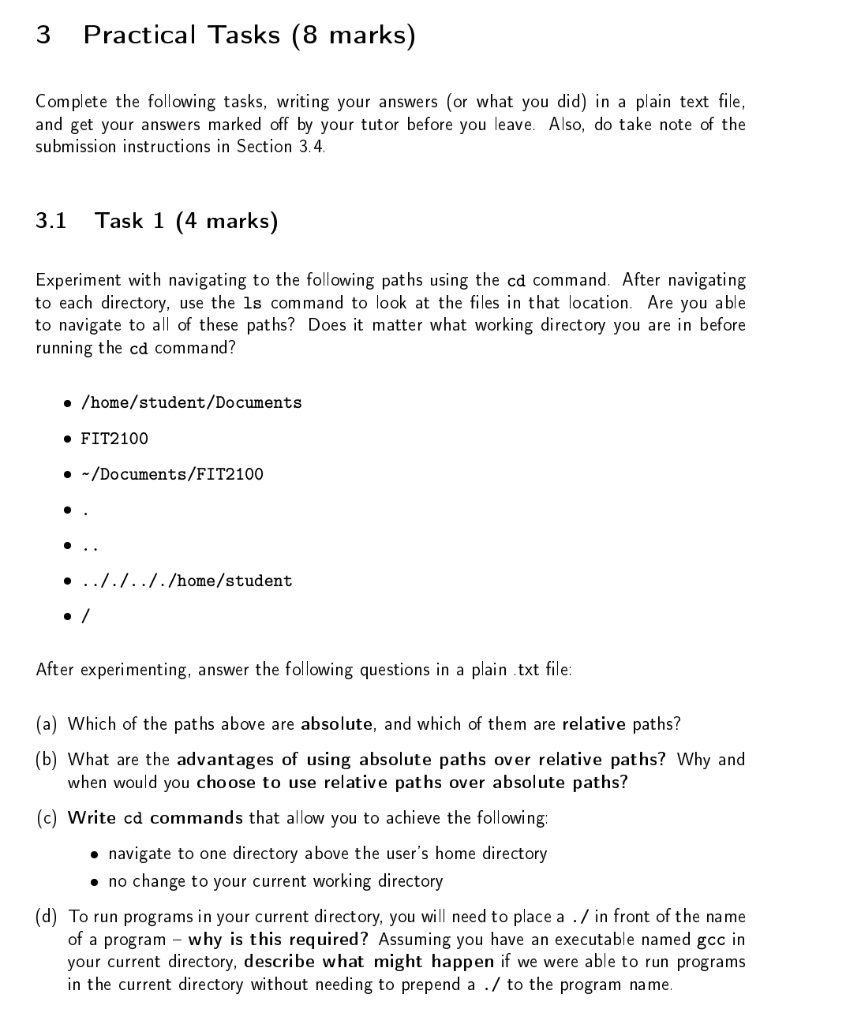 Solved 3 Practical Tasks 8 marks Complete the following Chegg