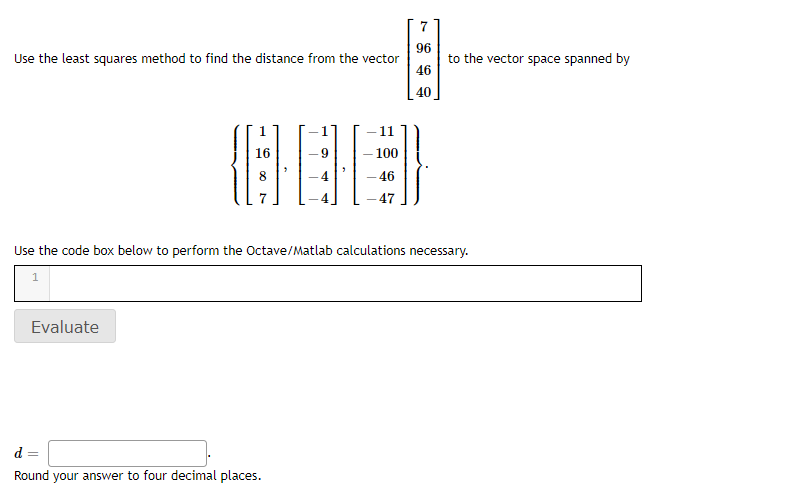 Solved Use the least squares method to find the distance | Chegg.com