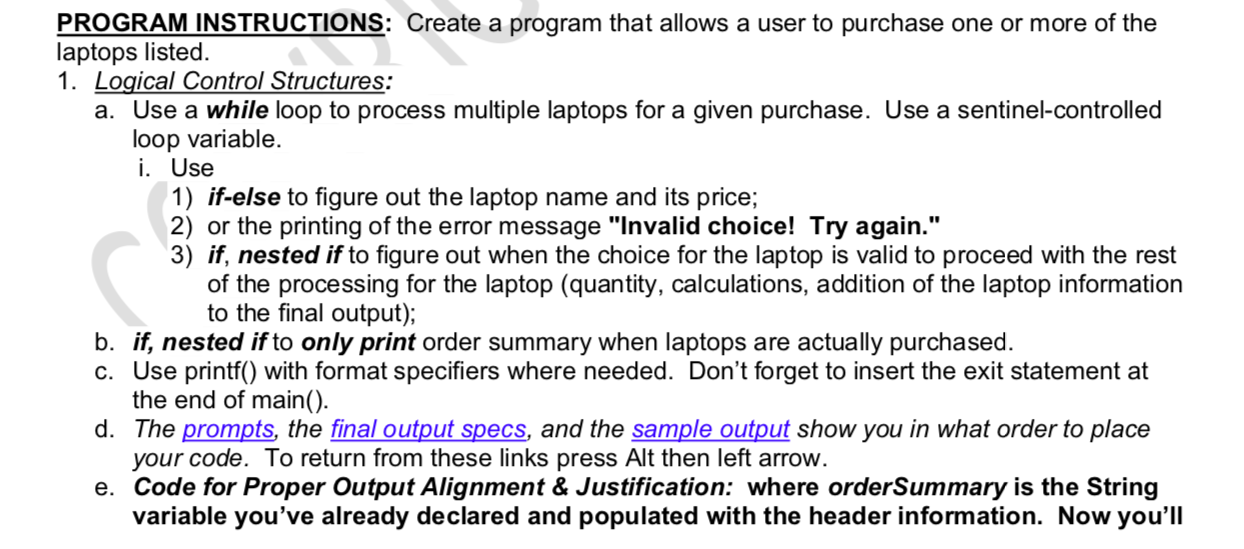 PROGRAM INSTRUCTIONS: Create a program that allows a | Chegg.com