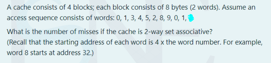 Solved A cache consists of 4 blocks; each block consists of | Chegg.com