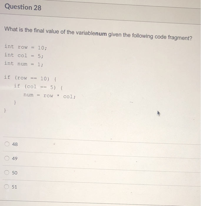 Solved Question 27 What is the final value of the variable | Chegg.com