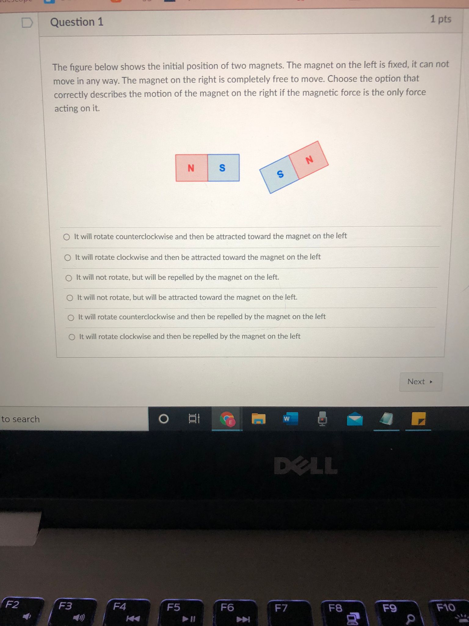 Solved D Question 1 1 pts The figure below shows the initial | Chegg.com