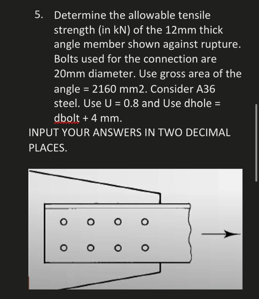 Solved Determine the allowable tensile strength (in kN) of | Chegg.com