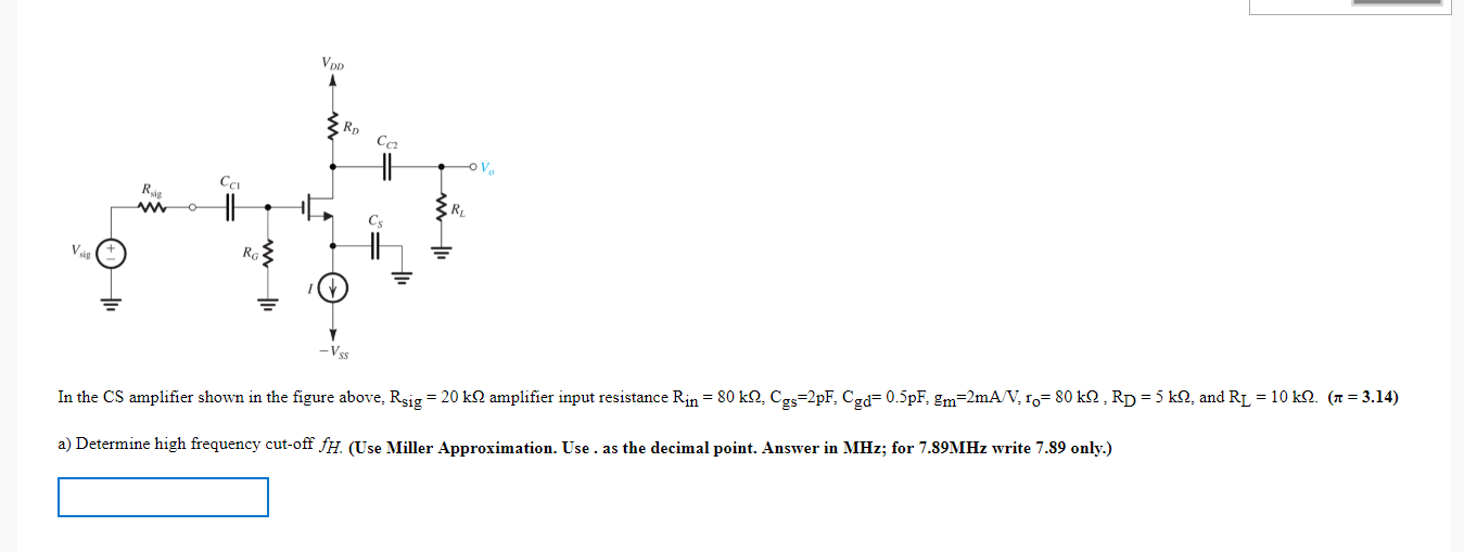 Solved In the CS amplifier shown in the figure above, Rsig = | Chegg.com