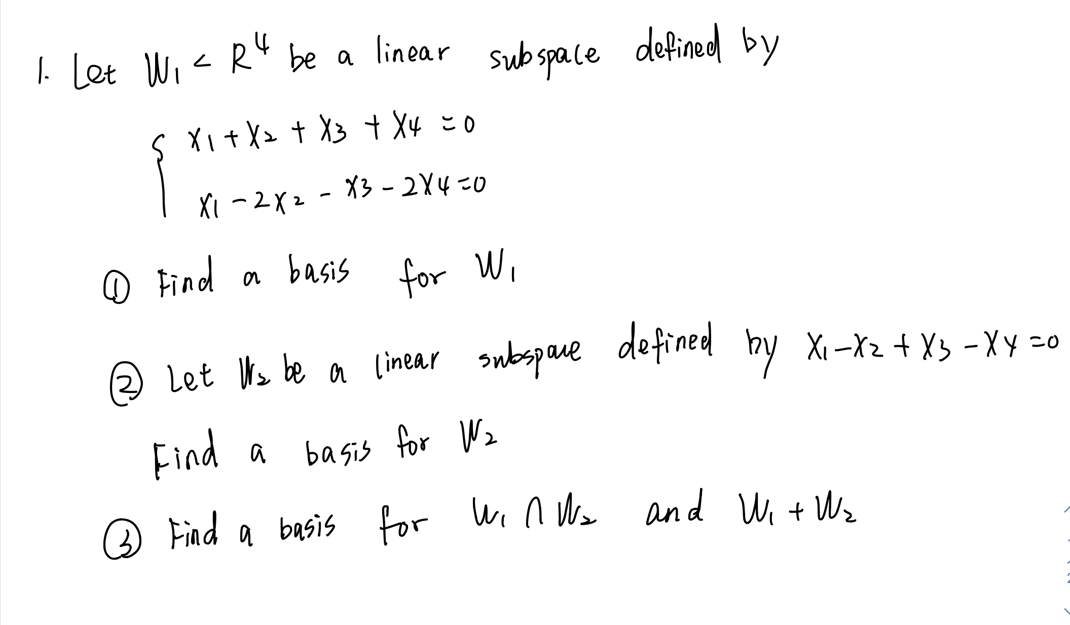 Solved 1. Let W1 | Chegg.com