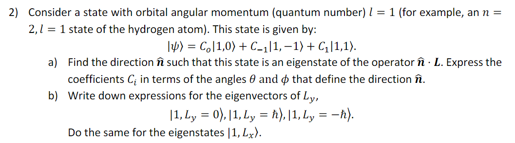 2) Consider A State With Orbital Angular Momentum | Chegg.com