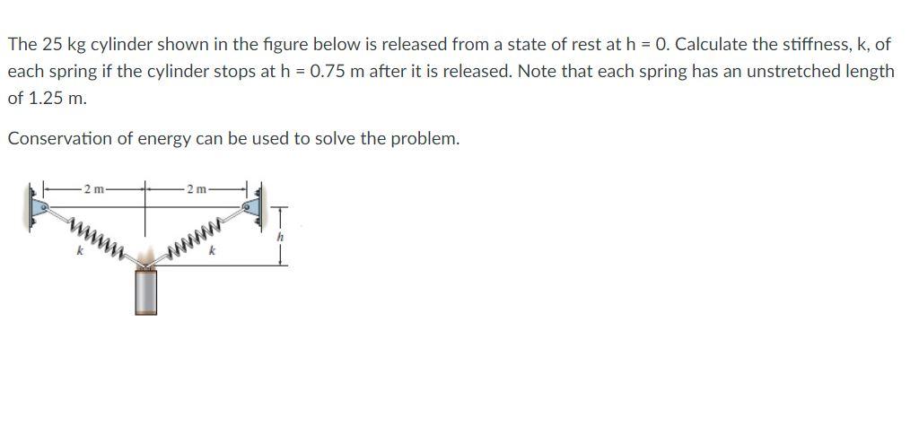 Solved The 25 kg cylinder shown in the figure below is | Chegg.com