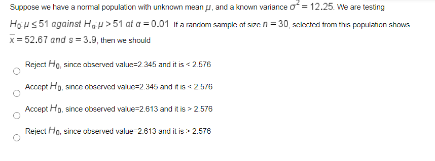 Solved Suppose we have a normal population with unknown mean | Chegg.com