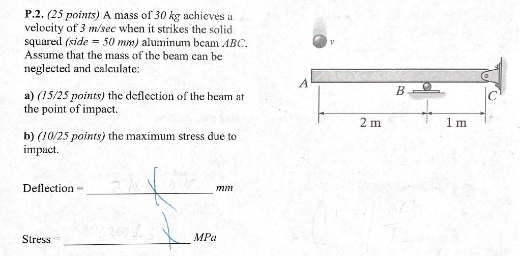 Solved P.2. (25 Points) A Mass Of 30 Kg Achieves A Velocity | Chegg.com