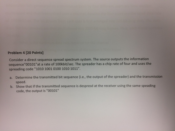 1. Problem 1 [20 points] Consider a bandpass digital | Chegg.com