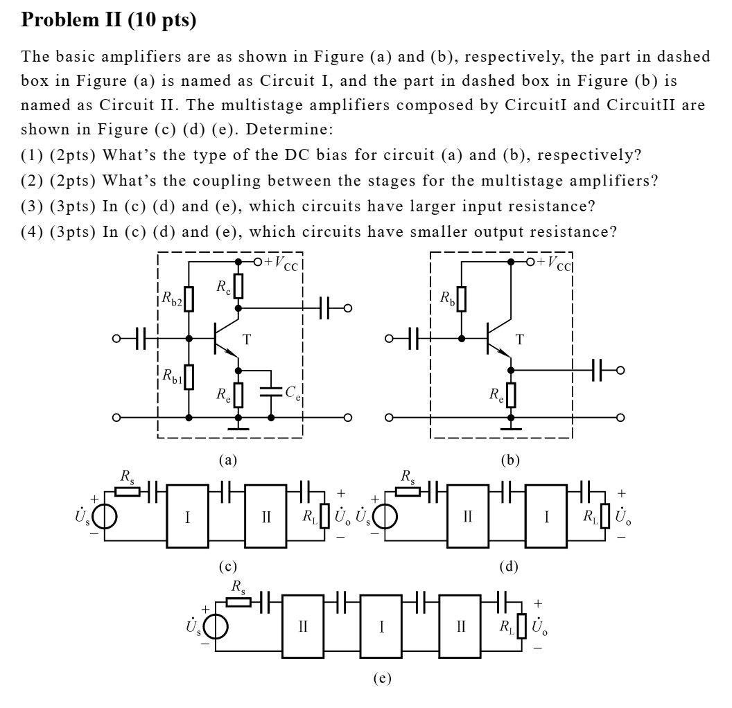 Solved Problem II (10 pts) The basic amplifiers are as shown | Chegg.com