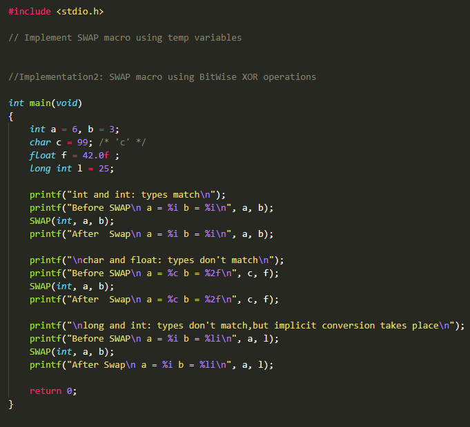 Solved Write a program that swap two arguments of any type | Chegg.com