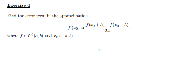 Solved Exercise 4 Find the error term in the approximation | Chegg.com