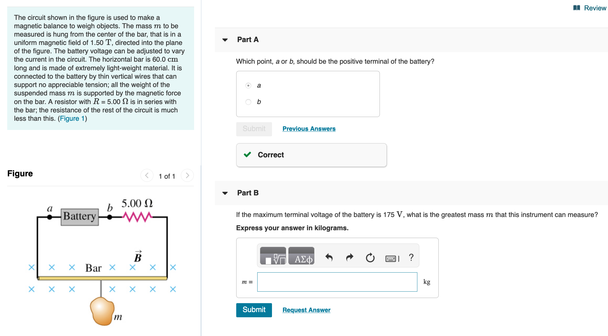 Solved 1 Review Part A Which point, a or b, should be the