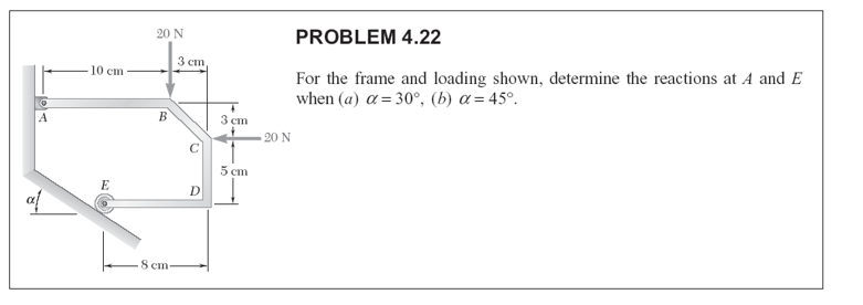 Solved 20 N PROBLEM 4.22 3 cm 10 cm For the frame and | Chegg.com