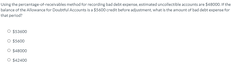 Solved Using the percentage-of-receivables method for | Chegg.com