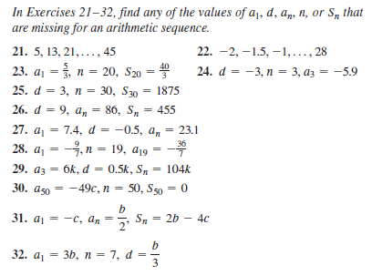 Solved Hi, I need help with an arithmetic sequence its in a | Chegg.com