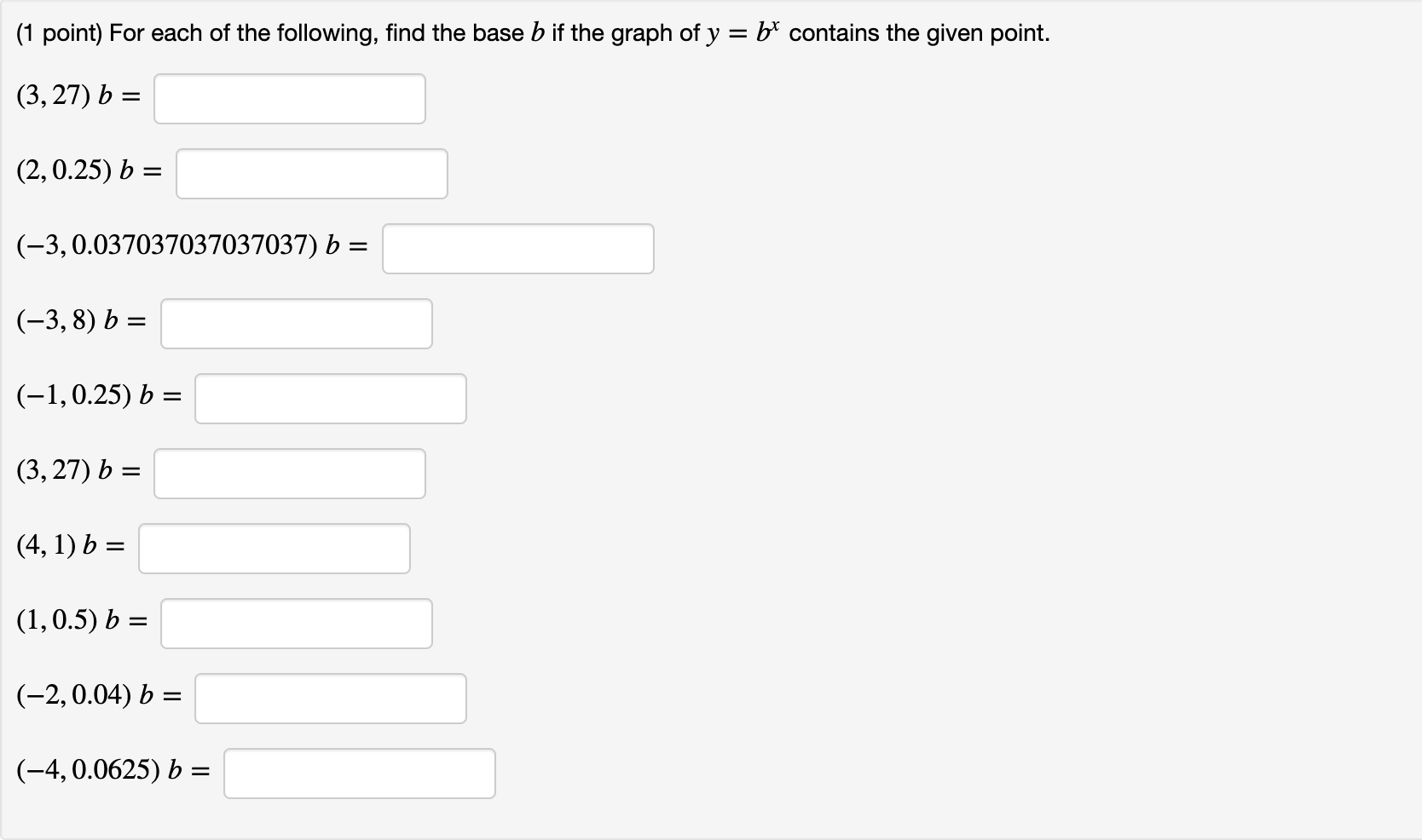 Solved (1 Point) For Each Of The Following, Find The Base B | Chegg.com