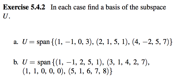 Solved Exercise 5.4.2 In Each Case Find A Basis Of The | Chegg.com