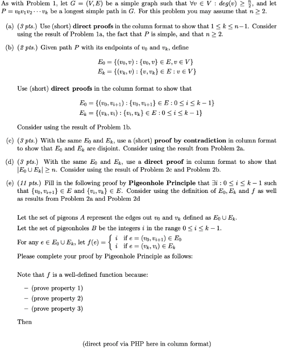 Solved As with Problem 1 , let G=(V,E) be a simple graph | Chegg.com
