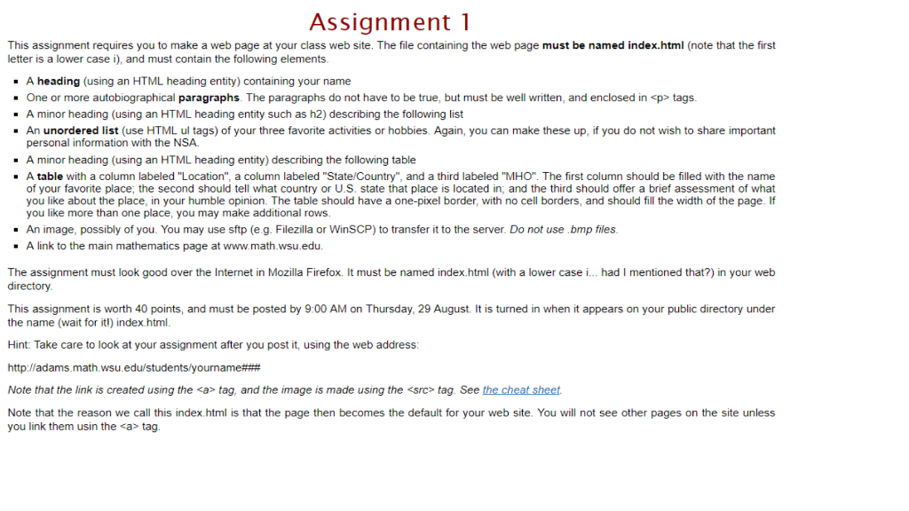 Solved Assignment 1 This assignment requires you to make a | Chegg.com