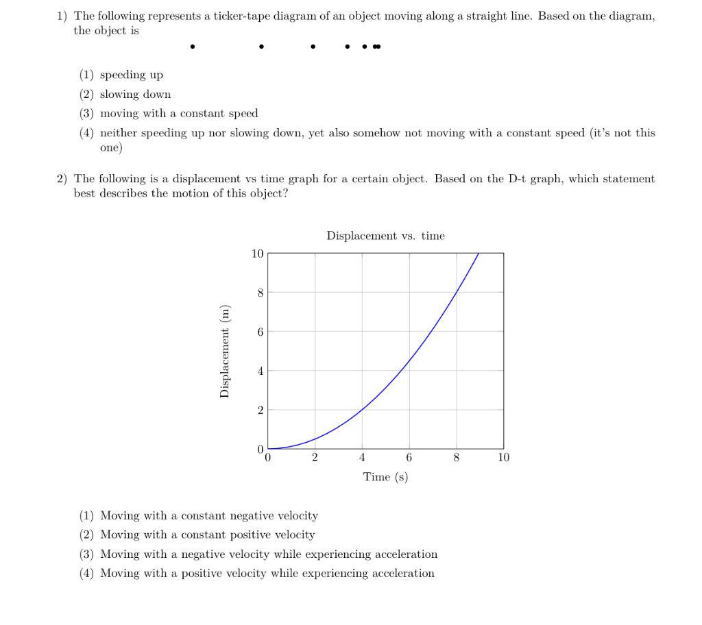 Solved 1) The following represents a ticker-tape diagram of | Chegg.com